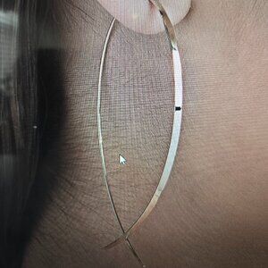 Lana Jewelry Narrow Flat Upside Down Hoop Earrings 14K Solid White Gold